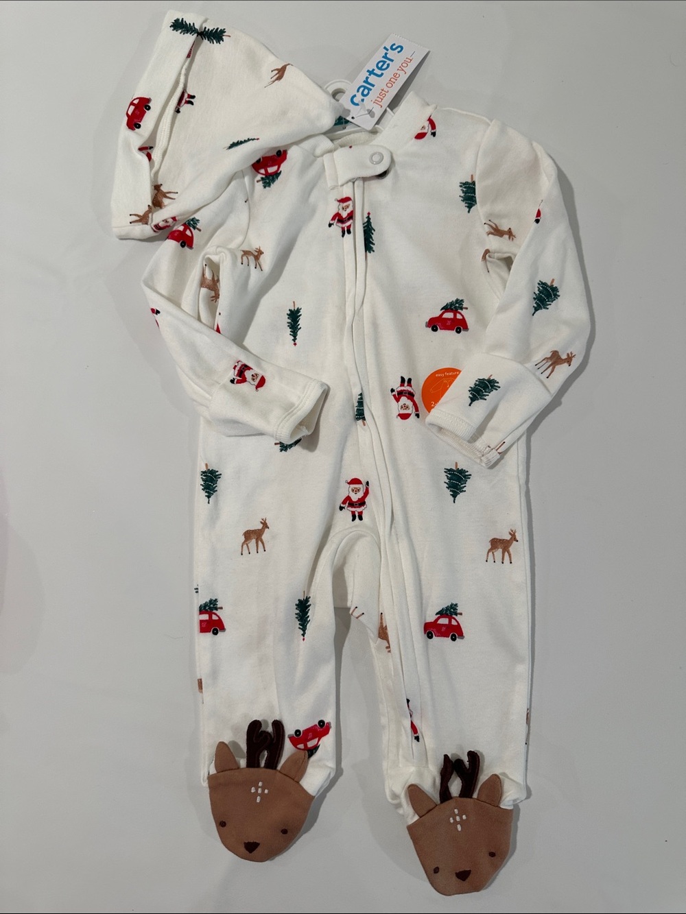 Carter’s Baby Boy Christmas Santa Reindeer Tree Footed Pajamas Sleepwear